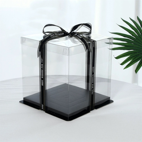 Hộp mica trong (ĐẾN ĐEN, NẮP TRONG) - 22x22x18cm.