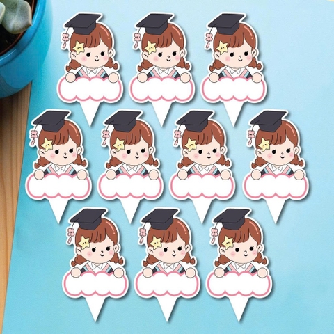 Set 50 thẻ giấy có chân cắm-bé GÁI cử nhân (MẪU 9).