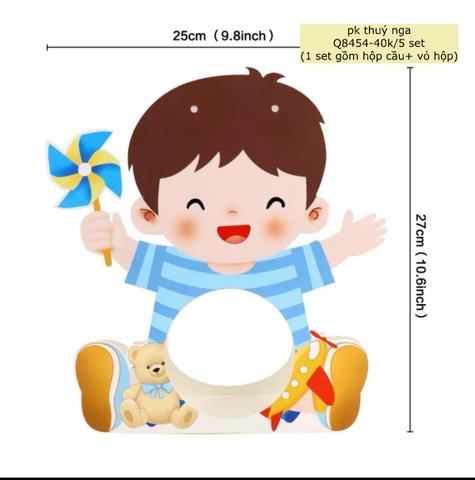 Set 5 hộp cầu giấy em bé cầm chong chóng-BÉ TRAI.