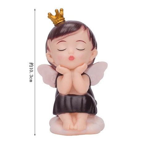 Tượng bé trai ngồi ngủ đội vương miện (nhựa).