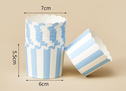 Set 50 cốc cupcake -sọc trắng xanh dương (kt 7x5.5x6cm).