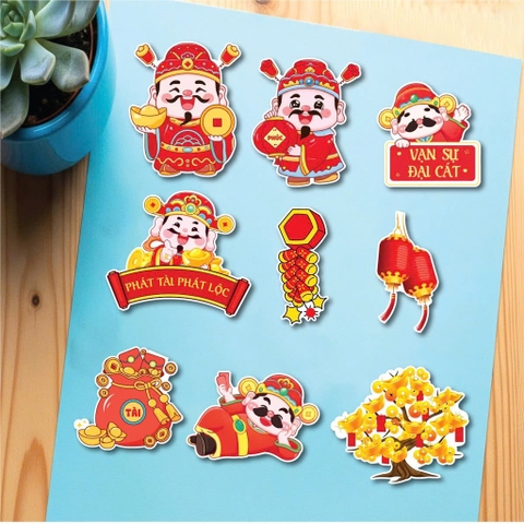 Combo 2 set giấy tết - THẦN TÀI, cây tiền, tràng pháo.