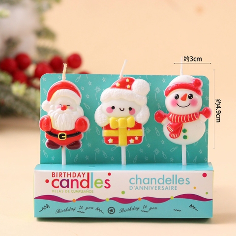 Vỉ nến noel - 3 chi tiết (ông già noel, người tuyết).