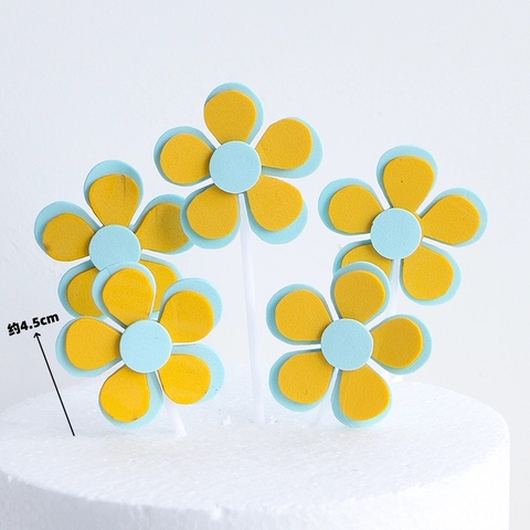 Set 5 hoa xốp 2  lớp -màu XANH.
