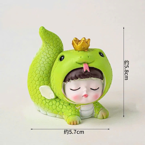 Tượng SỨ - bé rắn NẰM (XANH LÁ)9399.