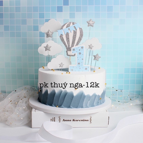 CAM-Set khinh khí cầu sao nhũ - xanh trên J47