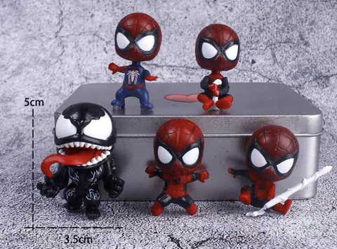 Bộ tượng nhựa đặc- 5 người nhện chibi.