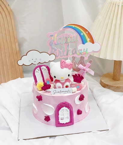 Tượng Kitty hồng nhựa dẻo đẹp (size to 7.5cm).