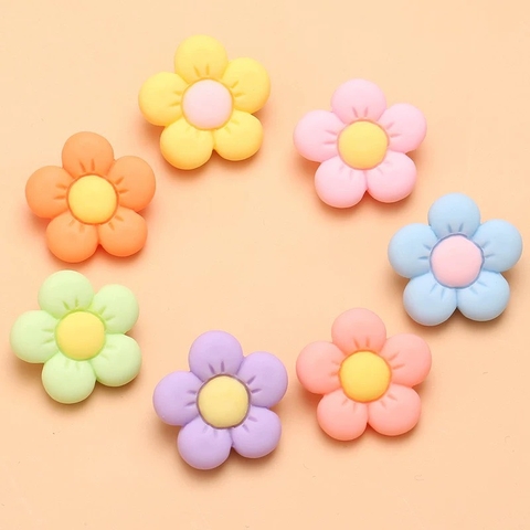 Set 10 hoa đào nhựa 5 cánh mix màu (kt 2.7x2.6cm).