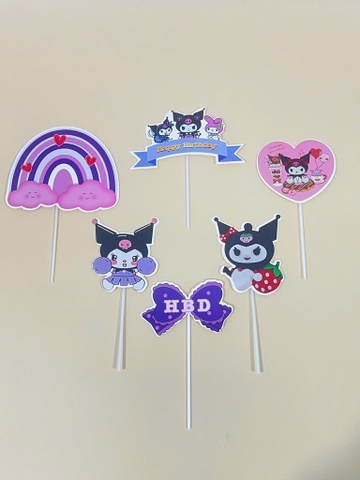 10 set giấy kuromi cầu vồng (chữ hpbd có hình melody hồng) DL.