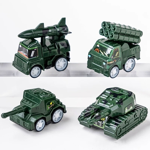 Set 4 xe QUÂN ĐỘI (xe tăng) - size  nhỏ, màu xanh đậm.