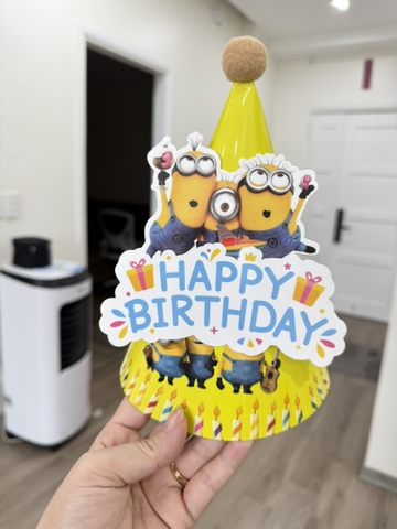 Set 10 mũ 3D cán bóng giấy đẹp kt dk 13cmx cao 20cm - Minions (M48).