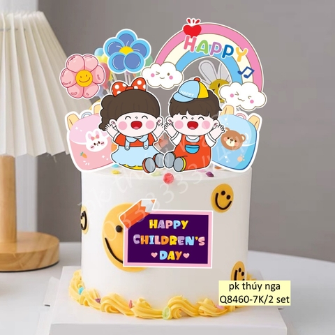 Combo 2 set giấy  (1-6) - bé trai, bé gái, cầu vồng, cặp sách.