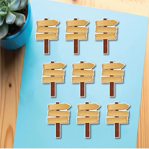 Set 45 bảng biển chỉ đường giấy màu nâu - không chữ.