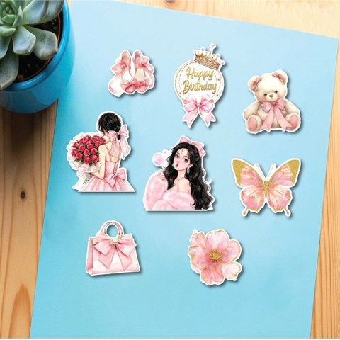 10 set giấy -cô gái màu hồng và gấu bông (SX).