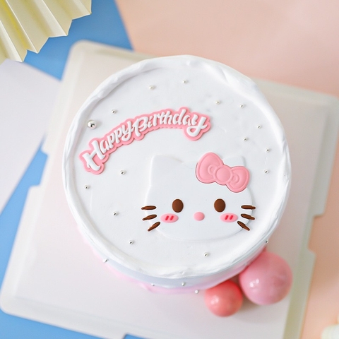 Tượng nhựa dẻo -Kitty và chữ HPBD.