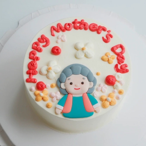 Tượng nhựa dẻo - Mẹ áo xanh dương mix đỏ.