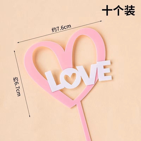 Set 10 mica LOVE TIM 2 lớp HỒNG TRẮNG.