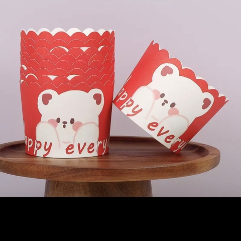 Set 50 cốc cupcake giấy  kt 6x5.5x7cm - màu ĐỎ.