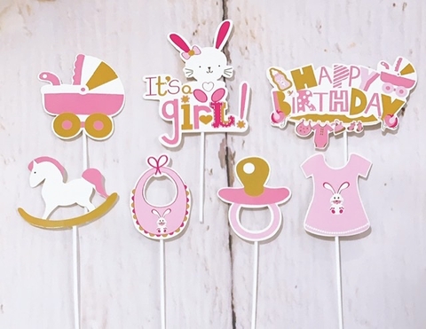 Set giấy baby thỏ hồng HD.