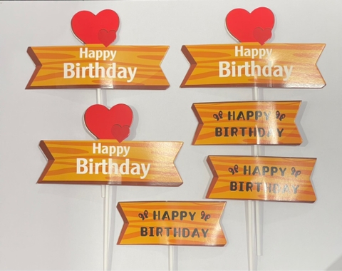 Set 6 chữ HPBD gắn trái tim đỏ giấy TN (màu nâu ĐẬM).