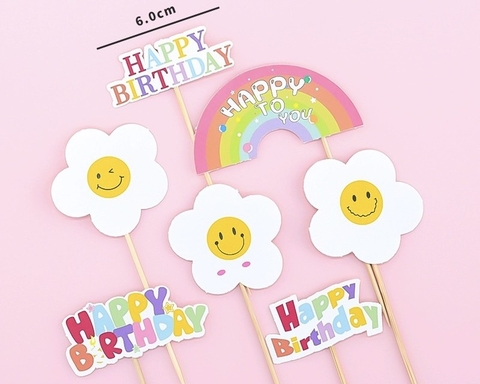 Combo 2 set giấy-Cầu vồng+chữ HPBD+bông hoa.