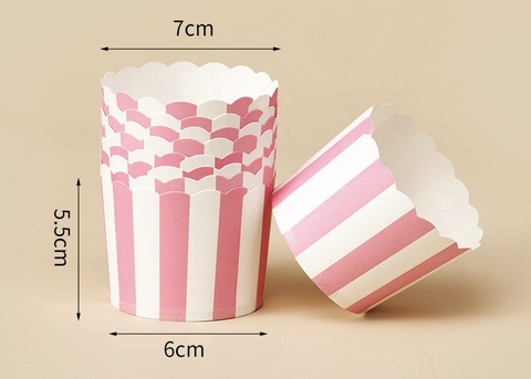 Set 50 cốc cupcake -sọc trắng HỒNG (kt 7x5.5x6cm).
