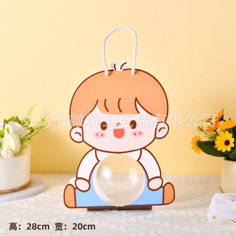 Set 5 hộp cầu giấy em bé tóc vàng nâu-BÉ TRAI.