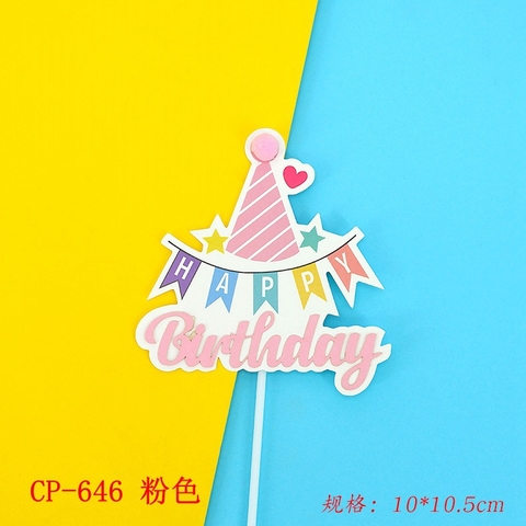 CAM-Cây cắm HPBD hình mũ -hồng.C22