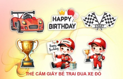 Set giấy CT- bé trai đua xe đỏ.