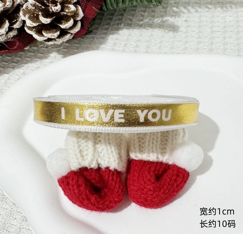 Ruybang I love you chữ trắng nền VÀNG (1cm x 10m).
