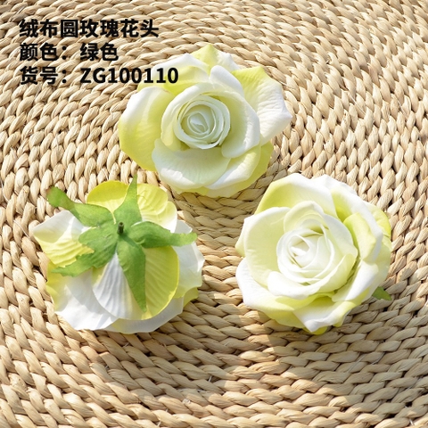 Hoa hồng đẹp (cánh cứng cáp)  kt 10cm-XANH LÁ NHẠT.