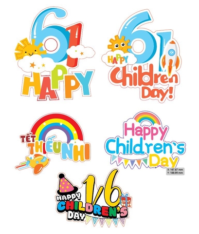 Set 10 cây cắm giấy Happy childrens day (1-6).