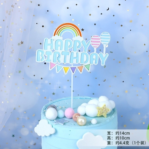 Set 5 Cầu vồng gắn chùm bóng (chữ HPBD XANH)Q9842.