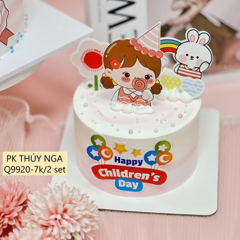 Combo 2 set giấy-bé GÁI happy và kẹo mút.