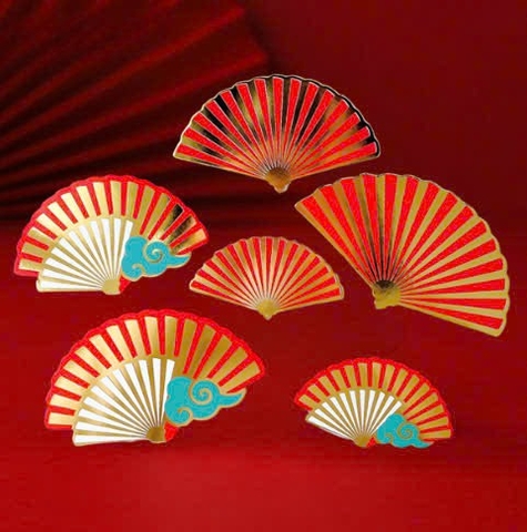 Combo 2 set giấy -QUẠT MÂY ép nhũ (6 chiếc/set).