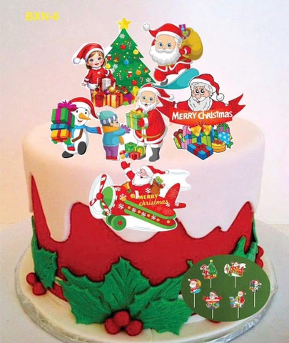 10 set giấy noel HD-MẪU 4 (em bé và ông già noel lái máy bay).