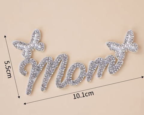 Set 5 chữ mom mảnh gắn hạt.