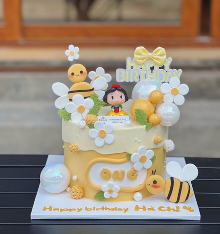 Que cắm HPBD - gắn nơ vải -VÀNG.