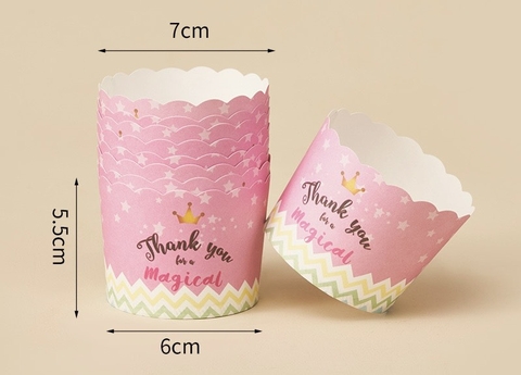 Set 50 cốc cupcake -Hồng có chữ thanks you (kt 7x5.5x6cm).
