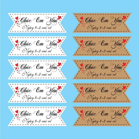 Set 60 thẻ giấy mix 2 màu nâu và trắng- Chúc EM YÊU 8-3 vui vẻ .