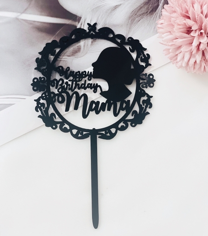 Set 10 mica HPBD MAMI hình cô gái -ĐEN.