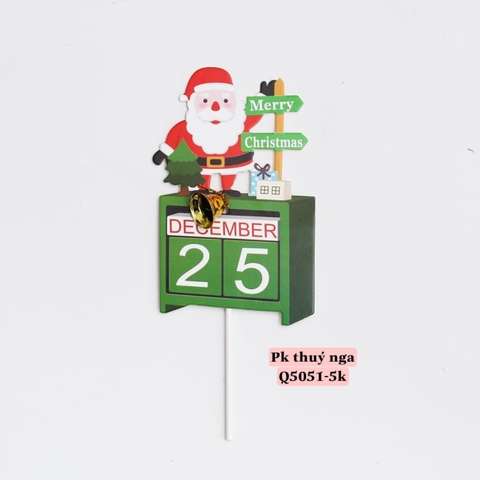 CAM-set 5 Cây cắm bảng 25-12 (ông già noel) (có gắn quả chuông nhựa).