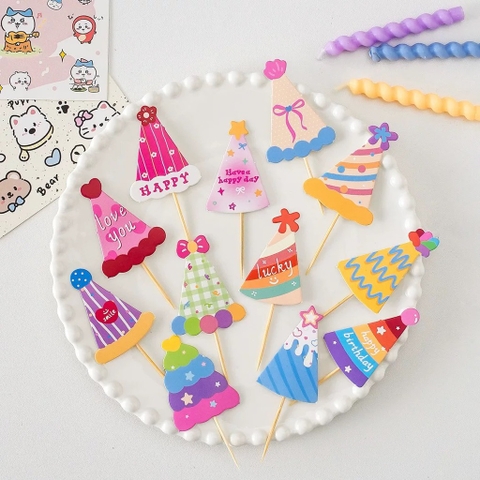 Combo 5 set giấy - cắm hình mũ sắc màu (60 mũ).