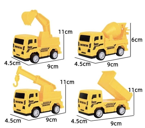Set 4 xe công trình nhựa (size to).