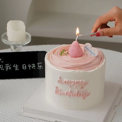 Nến hình quả dâu-HỒNG.