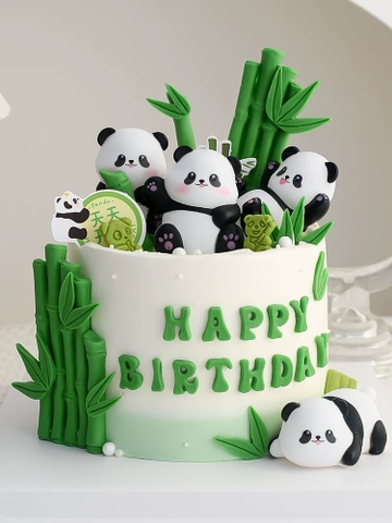 Set 4 tượng gấu trúc nhựa.