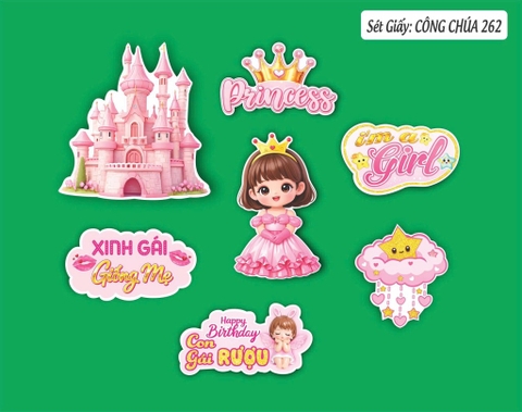 10 set giấy HD- công chúa lâu đài hồng (xinh gái giống mẹ) (262).