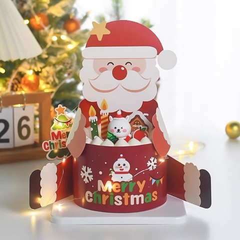 5 BỘ giấy ông già NOEL (1 bộ gồm 3 CHI TIẾT ĐẦU-THÂN-THÀNH BÁNH) (đầu 12x17cm, thân 14x39cm, thành bánh 10x55cm).