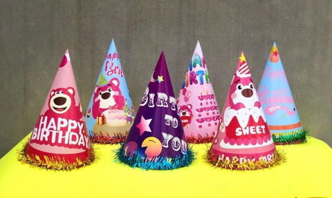 100 mũ kim tuyến HD (hoạt hình mix mẫu) 17x26cm..